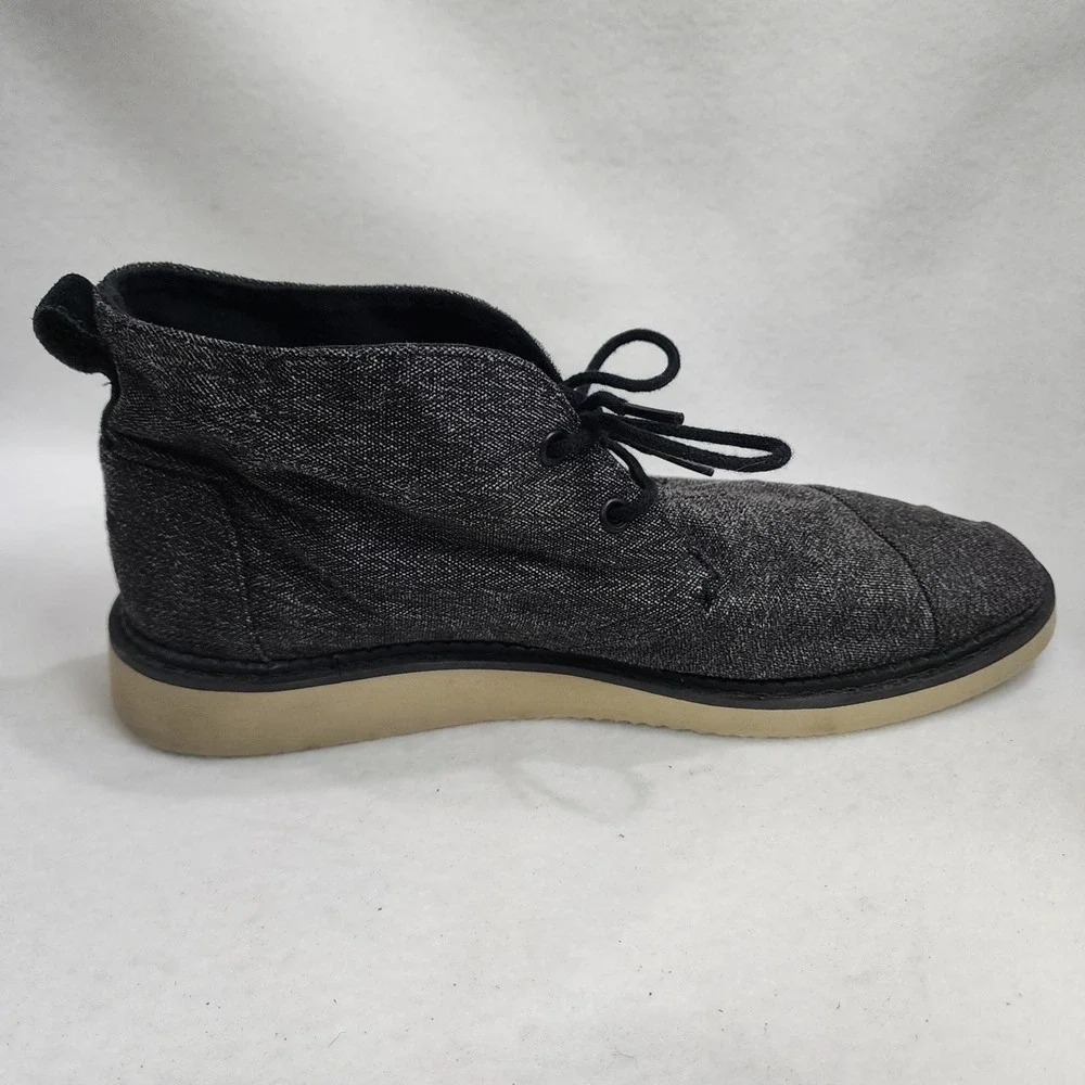 TOMS Mateo Mens 10.5 Chukka Charcoal Herringbone Round Toe Lace Up Ankle Boot